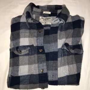 Abercrombie gray and blue flannel shirt.